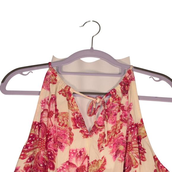 Old Navy Tank Top Womens XL Pink Red Floral Print Halter Tiered Peasant Boho - Picture 9 of 12